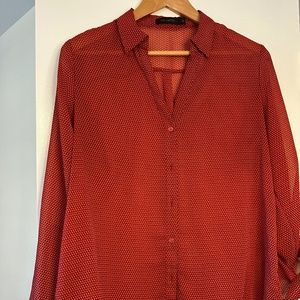 The Limited size L  Sheer button up tab sleeve blouse